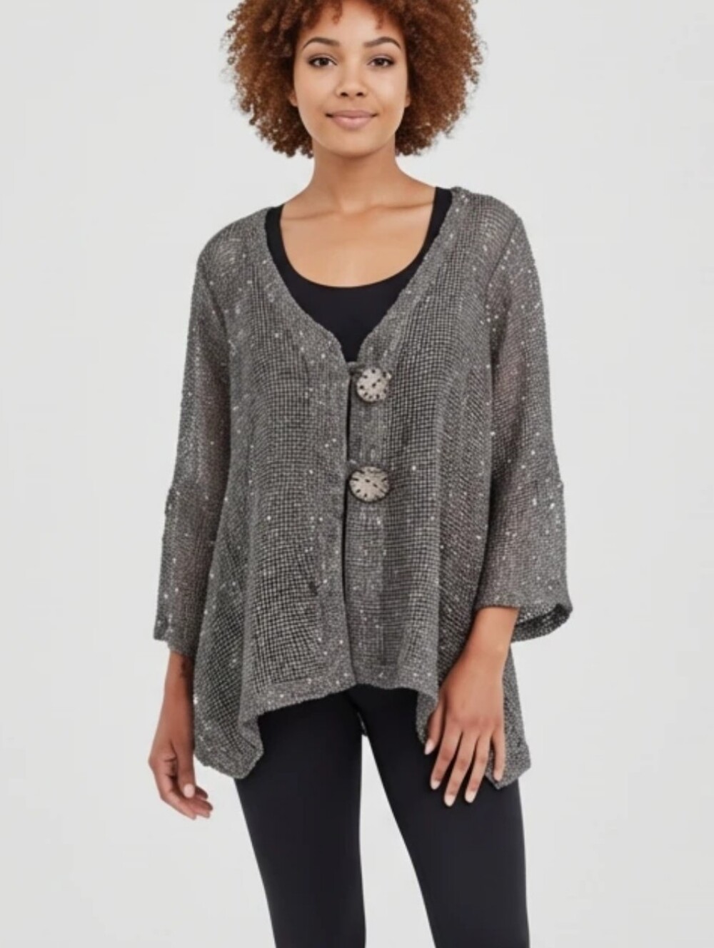 Lagenlook Neutral New nubby button summer cardigan jacket plus Size 2X‎ New